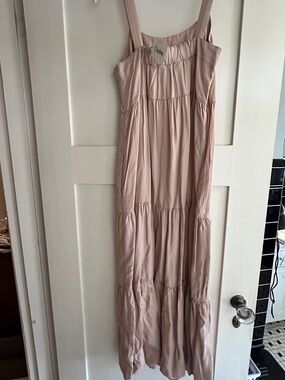 Sleeveless Tiered Maxi Dress in Soft Pink